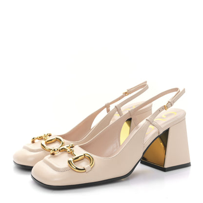 Gucci Malaga Kid Horsebit 75mm Slingback Pumps 35.5 Skin Rose 3 of 8