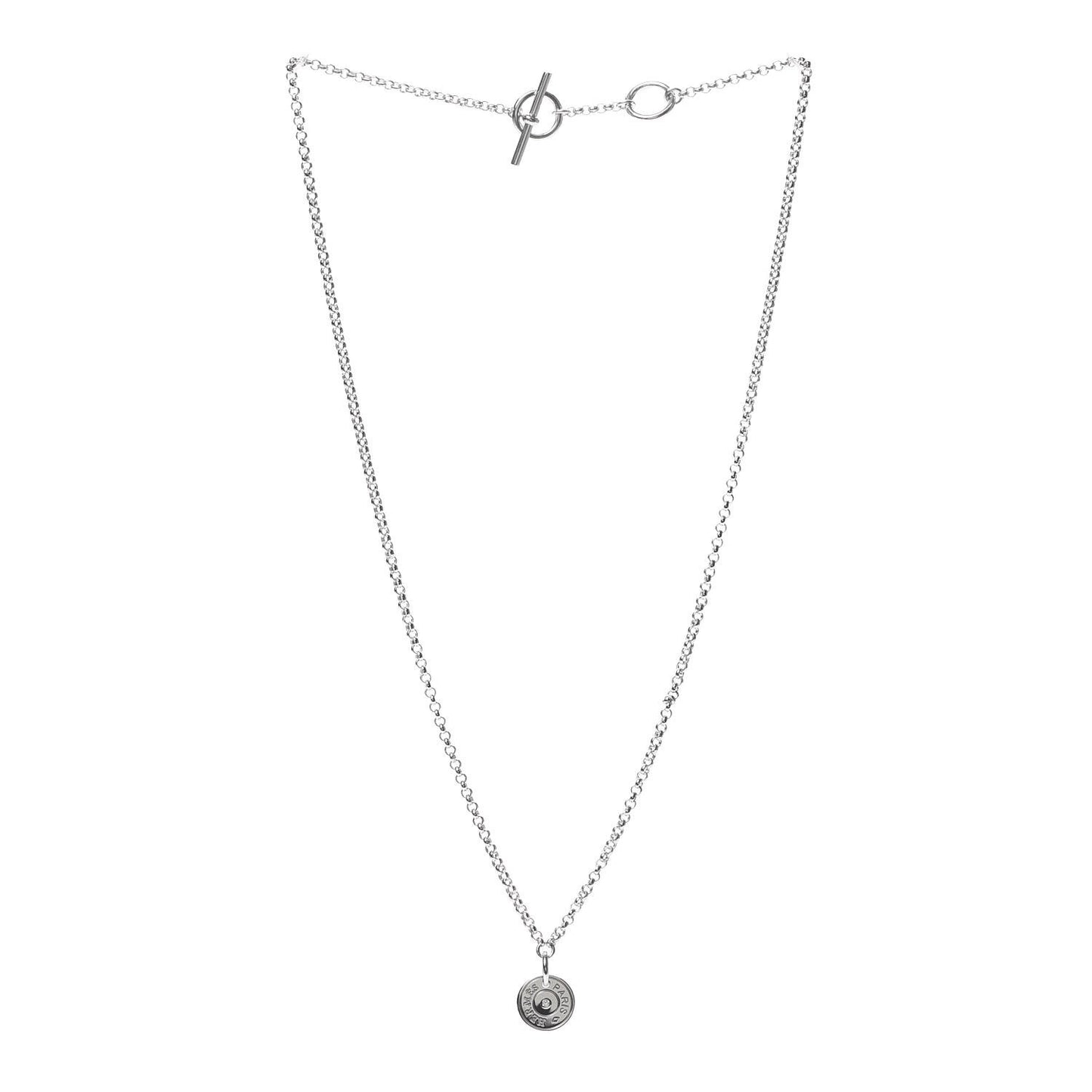 18K White Gold Diamond Gambade Clou de Selle Pendant Necklace