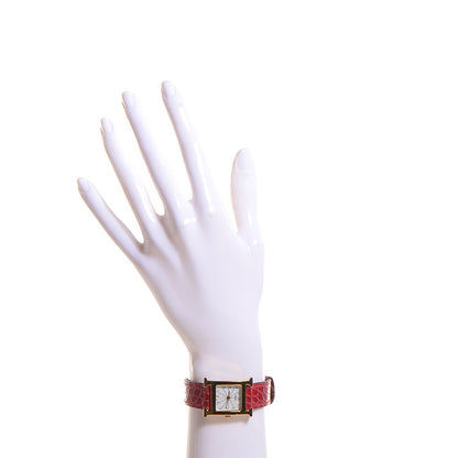 Hermes Stainless Steel Alligator 21mm Heure H Hour Quartz Watch Rouge Casaque 2 of 8
