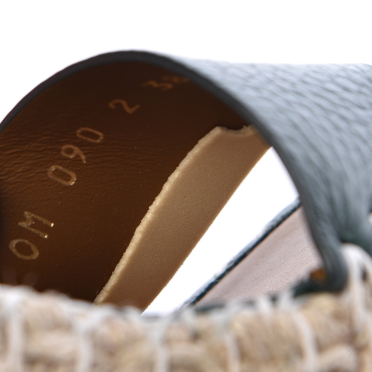 Grained Calfskin Rockstud Ankle Strap Espadrille 15/105mm Wedge Sandals 38 Army Green Natural