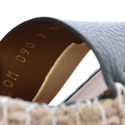 Valentino Garavani Grained Calfskin Rockstud Ankle Strap Espadrille 15/105mm Wedge Sandals 38 Army Green Natural 6 of 12