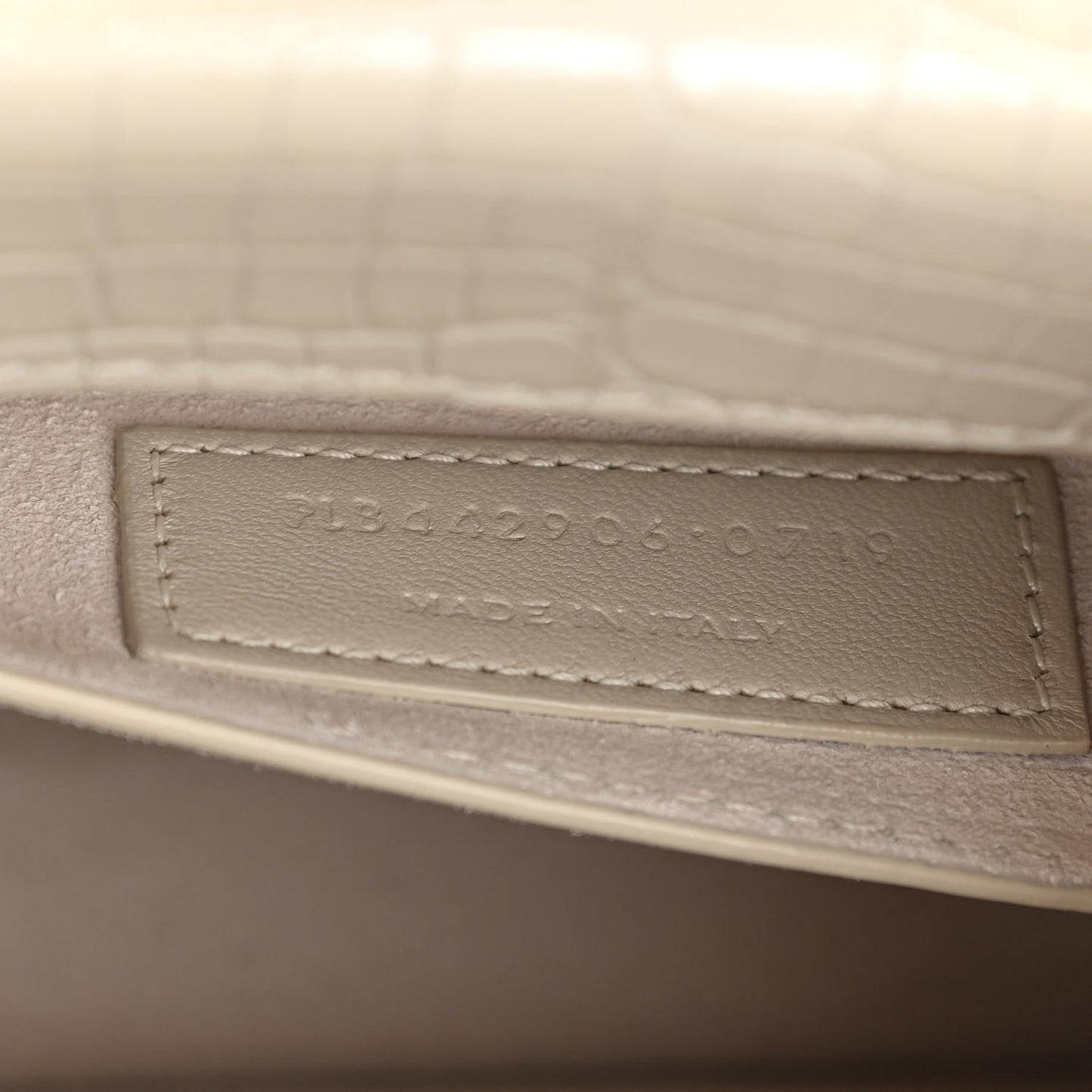 Calfskin Crocodile Embossed Medium Monogram Sunset Blanc Vintage