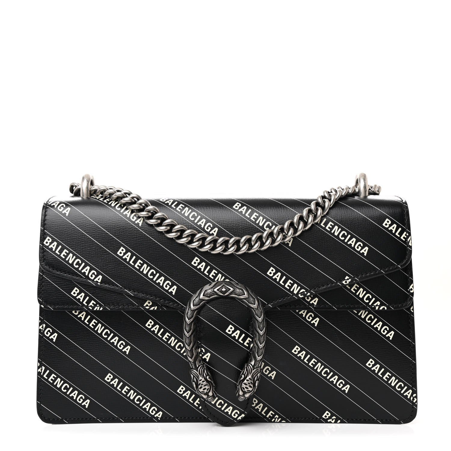 Gucci X BALENCIAGA Calfskin Logo Print Small Dionysus Shoulder Bag Black 1 of 11