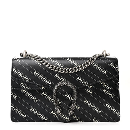 Gucci X BALENCIAGA Calfskin Logo Print Small Dionysus Shoulder Bag Black 1 of 11