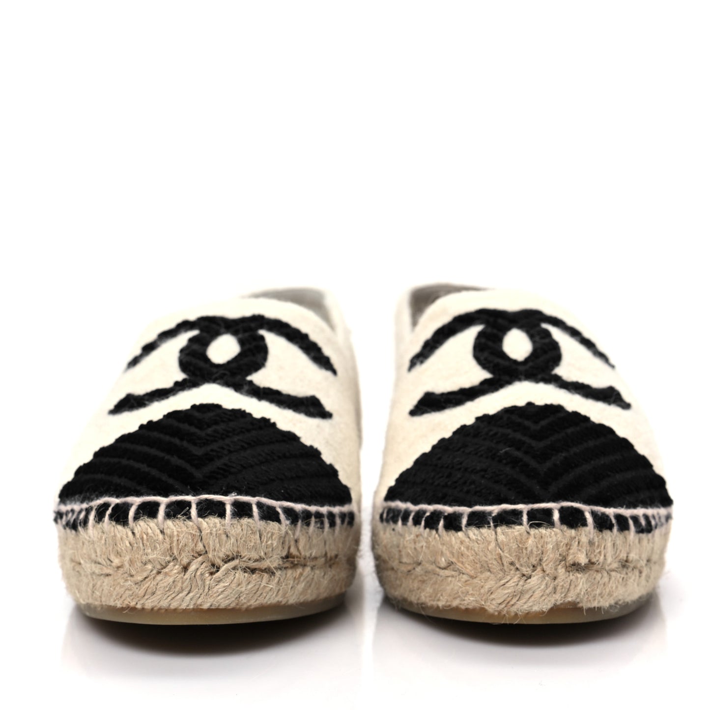 Tweed Velvet CC Espadrilles 37 Ecru Black