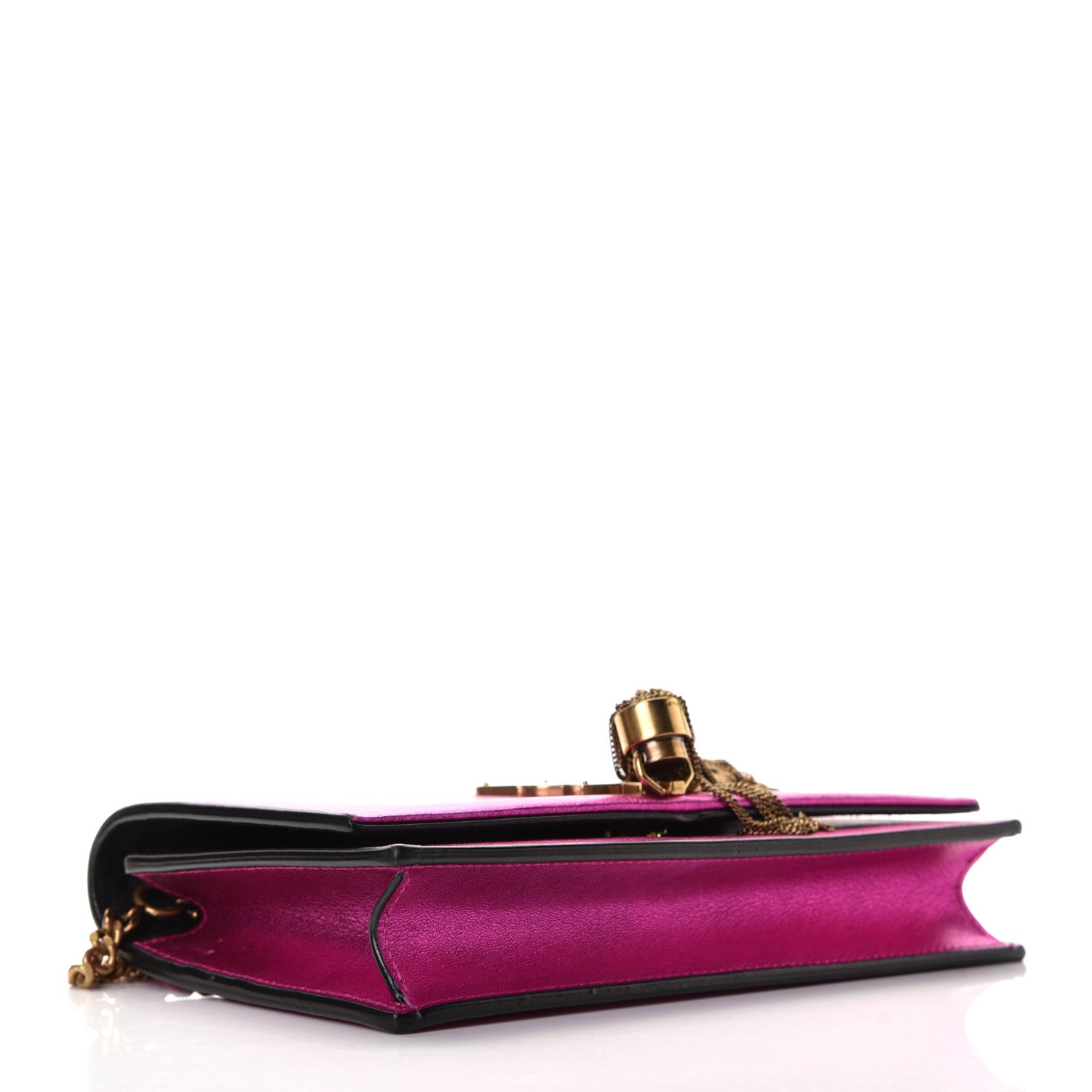 Saint Laurent Metallic Calfskin Classic Monogram Kate Tassel Chain Wallet Fuchsia 3 of 8