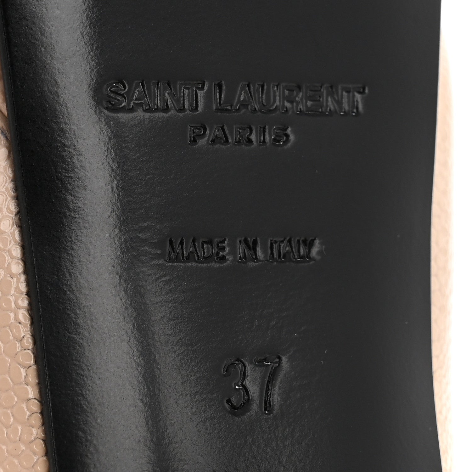 Saint Laurent Pebbled Patent Calfskin Janis 105 Platform Pumps 37 Nude 7 of 12