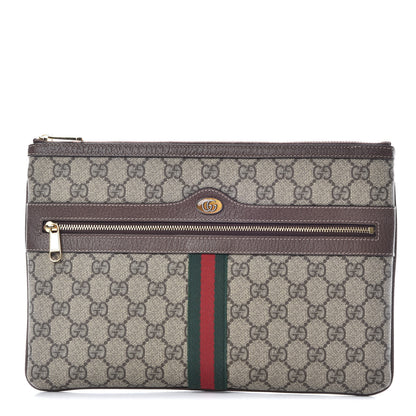 Gucci GG Supreme Monogram Large Ophidia Pouch Clutch Brown 1 of 7