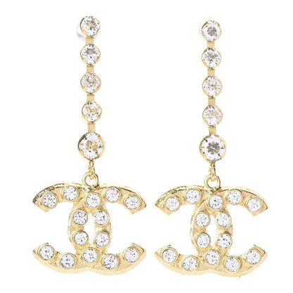 Chanel CC Crystal Drop Earrings Gold 1 of 4