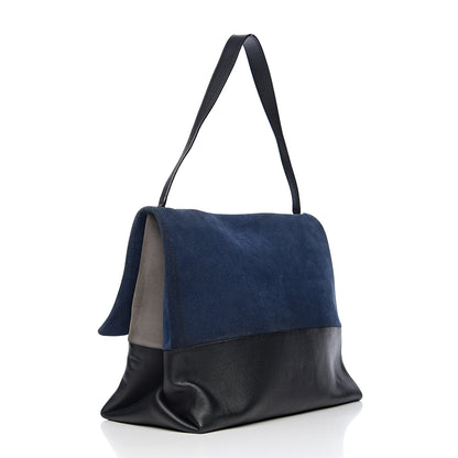 Celine Calfskin Suede All Soft Shoulder Bag Ocean Blue 2 of 9