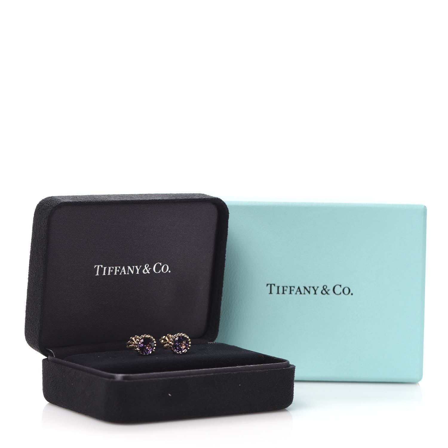 Tiffany 18K Yellow Gold Amethyst Sparklers Earrings 7 of 7
