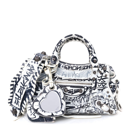 Balenciaga Agneau Arena Graffiti Neo Cagole Handbag XS White Black 3 of 14