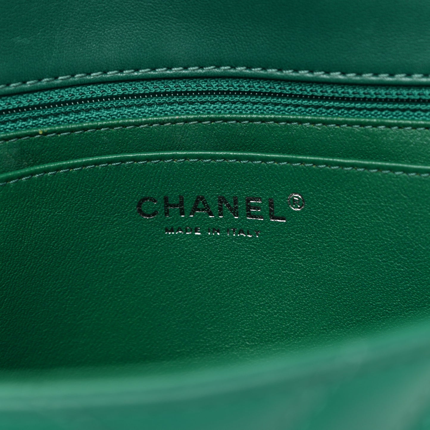 Lambskin Chevron Quilted Maxi Single Flap Green