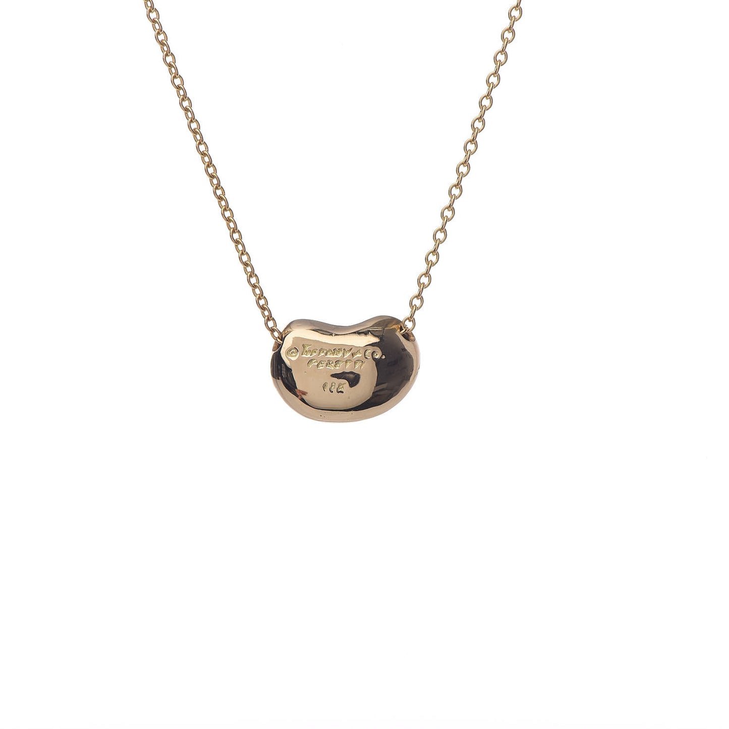 18K Yellow Gold 11mm Elsa Peretti Bean Pendant Necklace