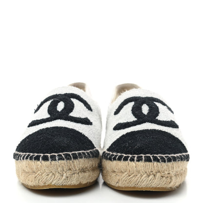 Chanel Terry Cloth CC Espadrilles 37 Silver Black 2 of 8