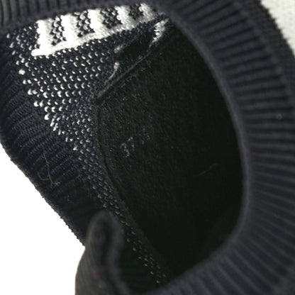 Hermes Knit Calfskin Suede Goatskin Bi-Color Womens Addict Sneakers 37.5 Black White 8 of 8