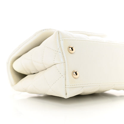 Chanel Iridescent Caviar Quilted Extra Mini Coco Handle Flap White 10 of 11