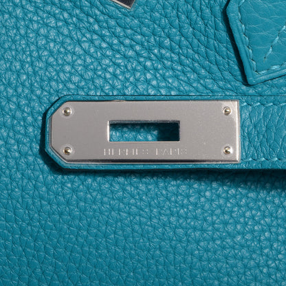 Hermes Taurillon Clemence Birkin 30 Turquoise 13 of 17