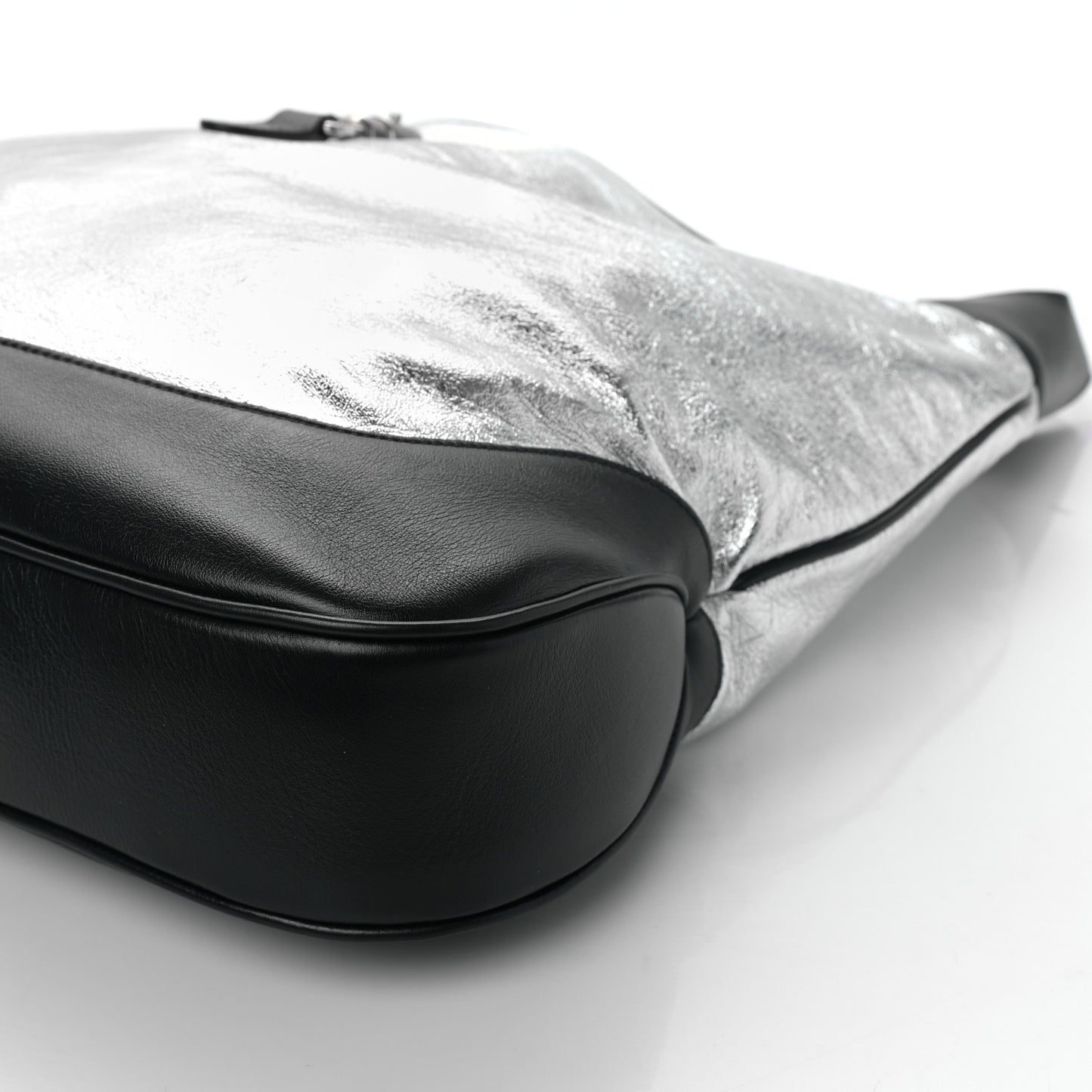 Metallic Calfskin Large Jackie 1961 Shoulder Bag Silver Black