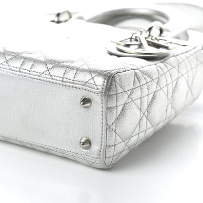 Christian Dior Metallic Grained Calfskin Cannage Small Lucky Badges My Lady Dior Silver 7 of 9