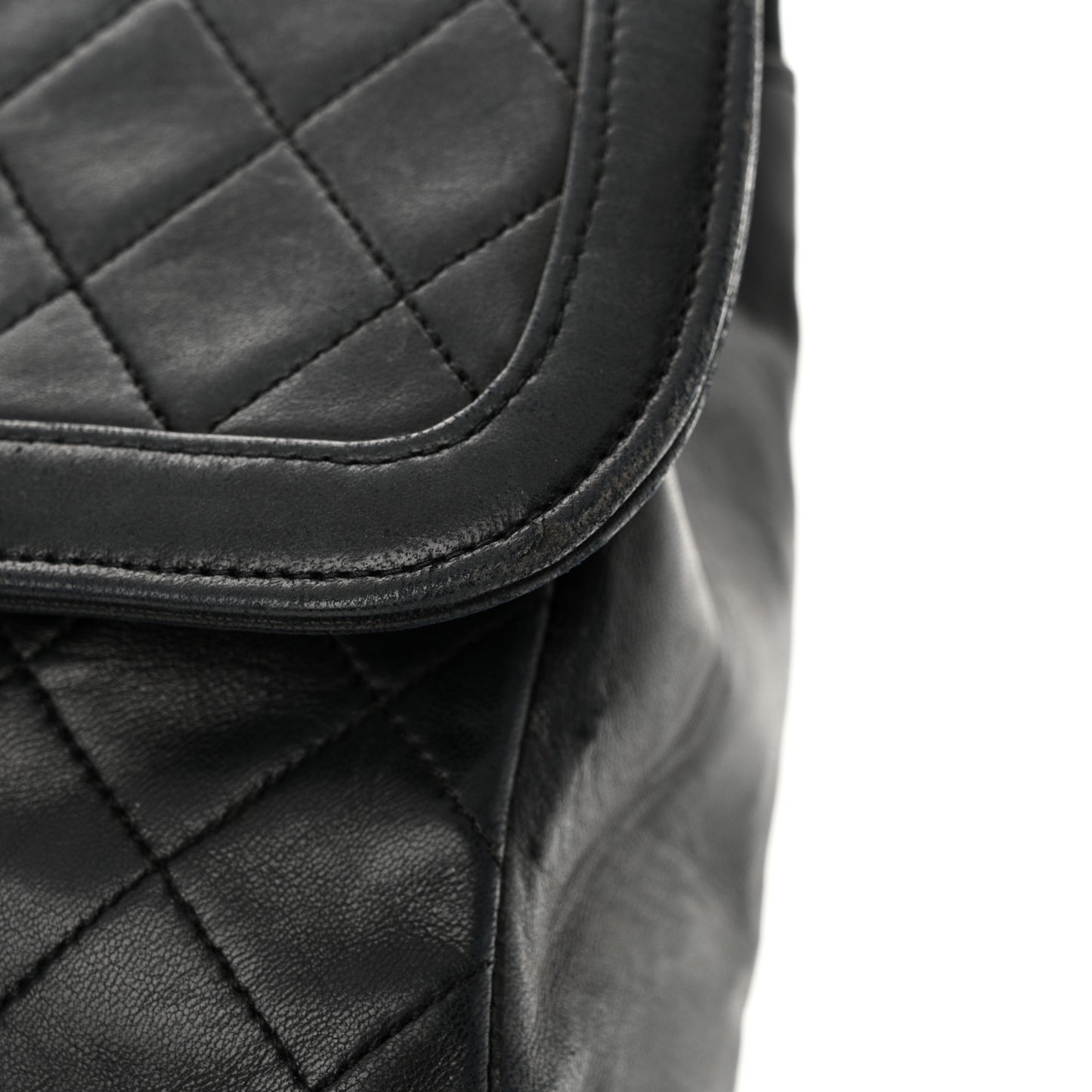Lambskin Quilted Medium Single Flap Black