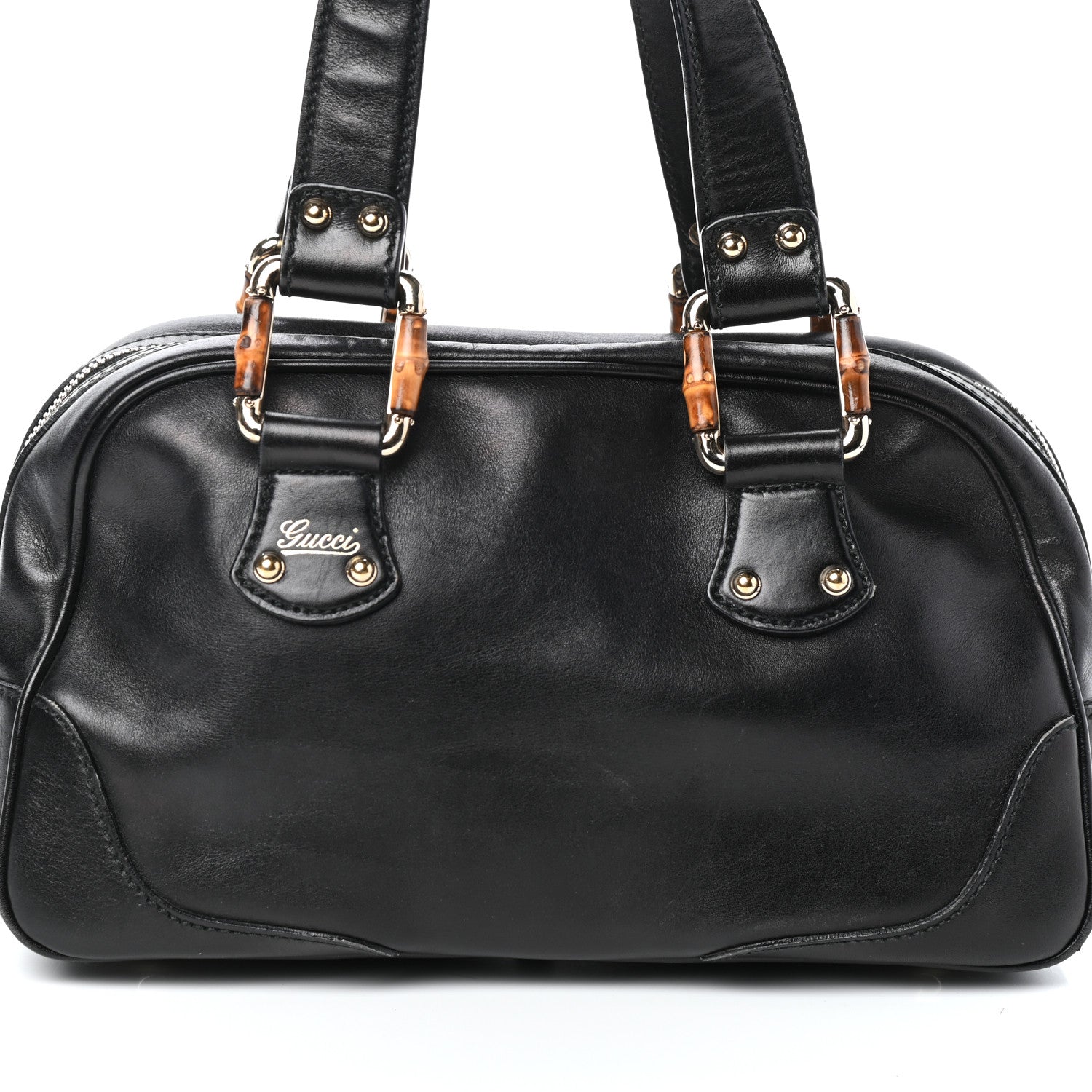 Gucci Calfskin Bamboo Boston Black 7 of 9