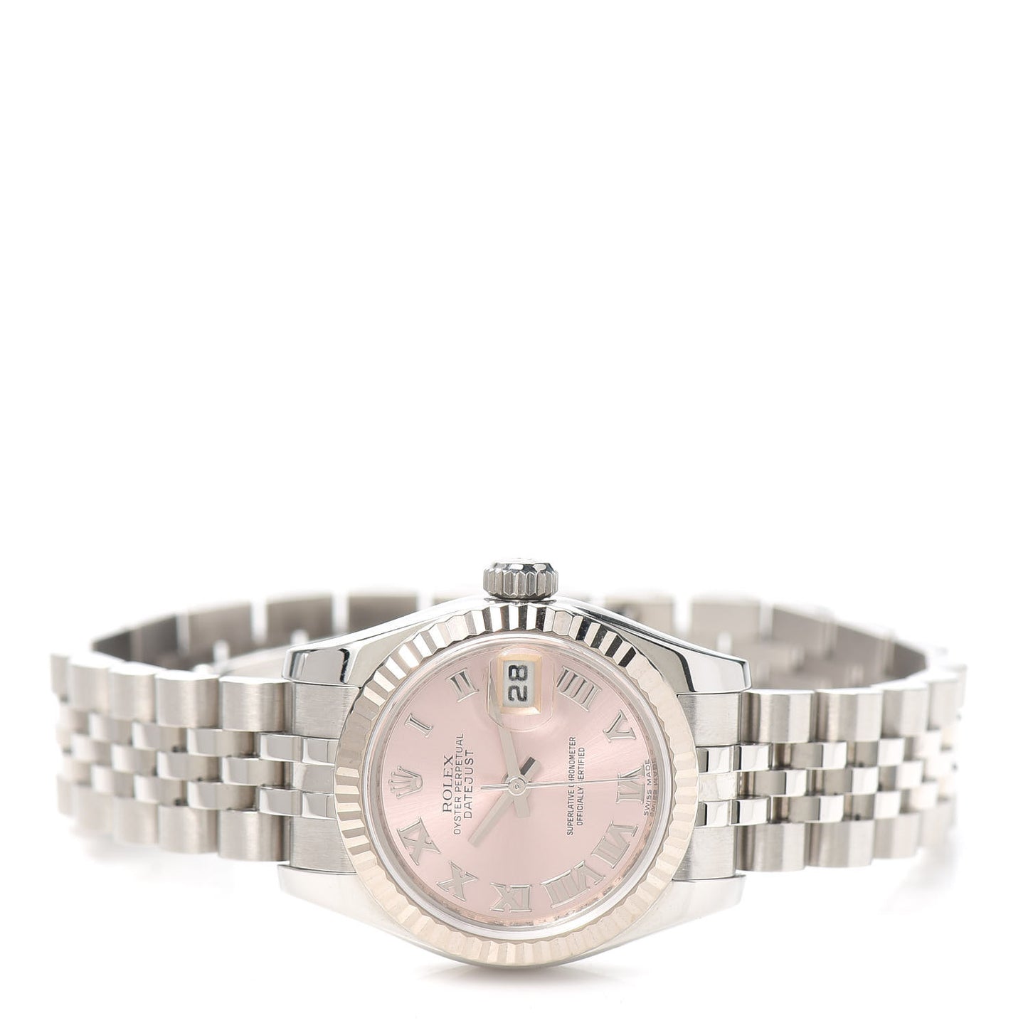 Stainless Steel 18K White Gold 26mm Oyster Perpetual Datejust Watch Pink Roman 179174