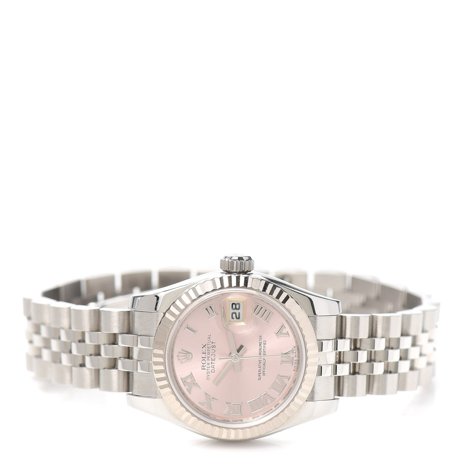 Rolex Stainless Steel 18K White Gold 26mm Oyster Perpetual Datejust Watch Pink Roman 179174 2 of 5
