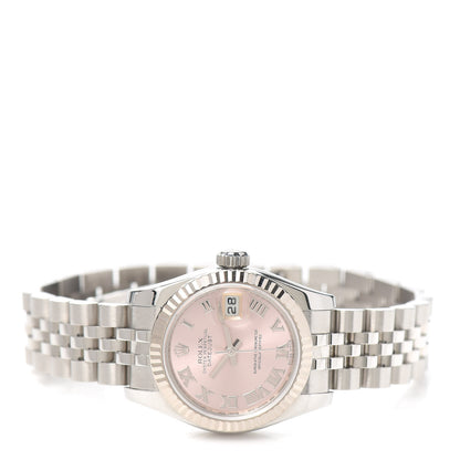 Rolex Stainless Steel 18K White Gold 26mm Oyster Perpetual Datejust Watch Pink Roman 179174 2 of 5