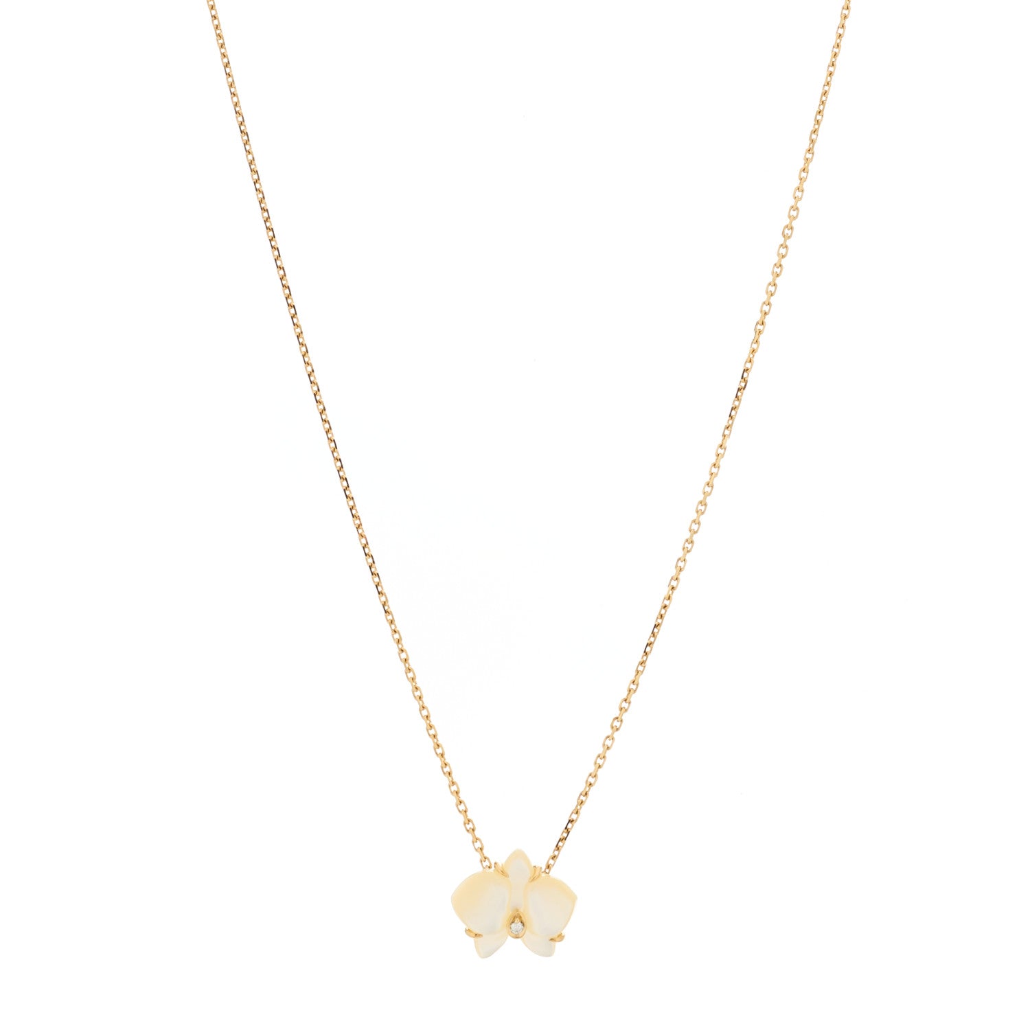 Cartier 18K Yellow Gold Mother Of Pearl Diamond Caresse D'Orchidees Par Cartier Necklace 1 of 6