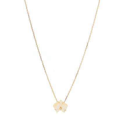 Cartier 18K Yellow Gold Mother Of Pearl Diamond Caresse D'Orchidees Par Cartier Necklace 1 of 6
