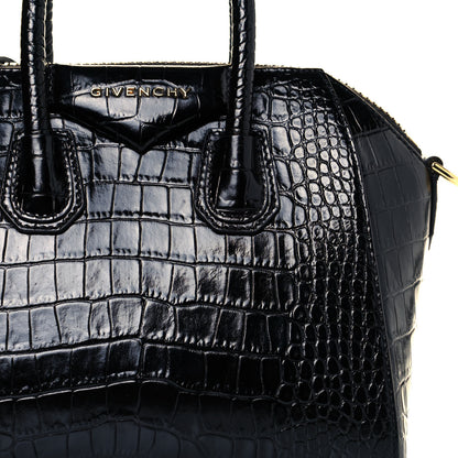 Givenchy Calfskin Crocodile Embossed Mini Antigona Black 6 of 11