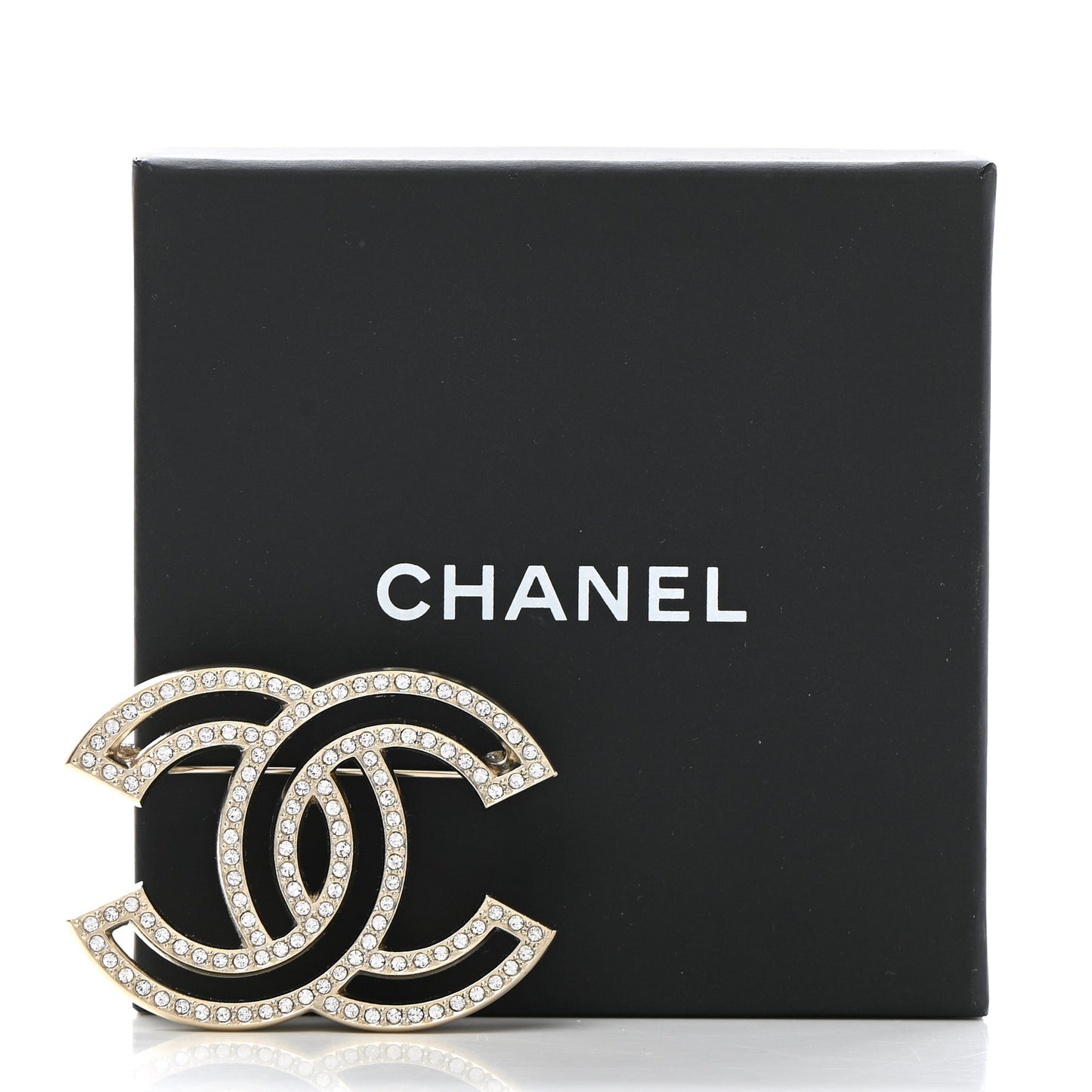 Crystal CC Brooch Light Gold