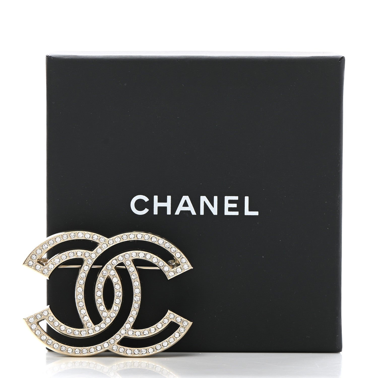 Chanel Crystal CC Brooch Light Gold 5 of 5