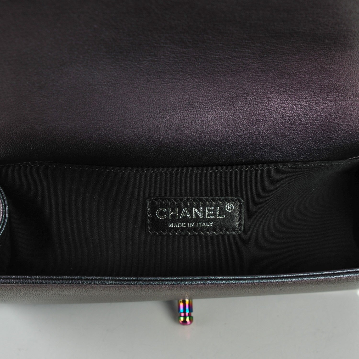 Chanel Iridescent Goatskin Quilted Medium Boy Flap Purple 7 of 8