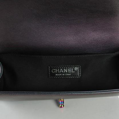 Chanel Iridescent Goatskin Quilted Medium Boy Flap Purple 7 of 8