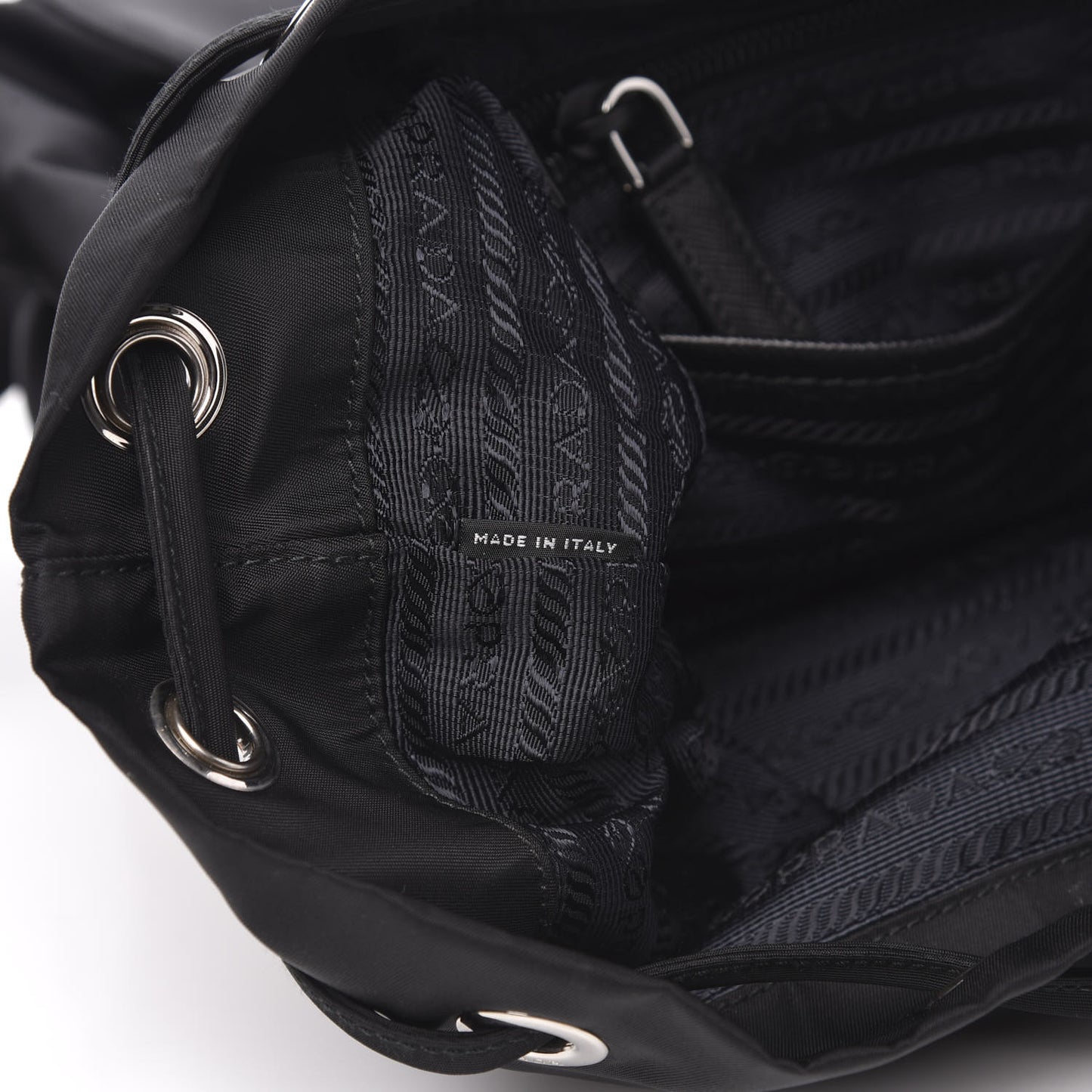 Tessuto Nylon Saffiano Medium Backpack Black