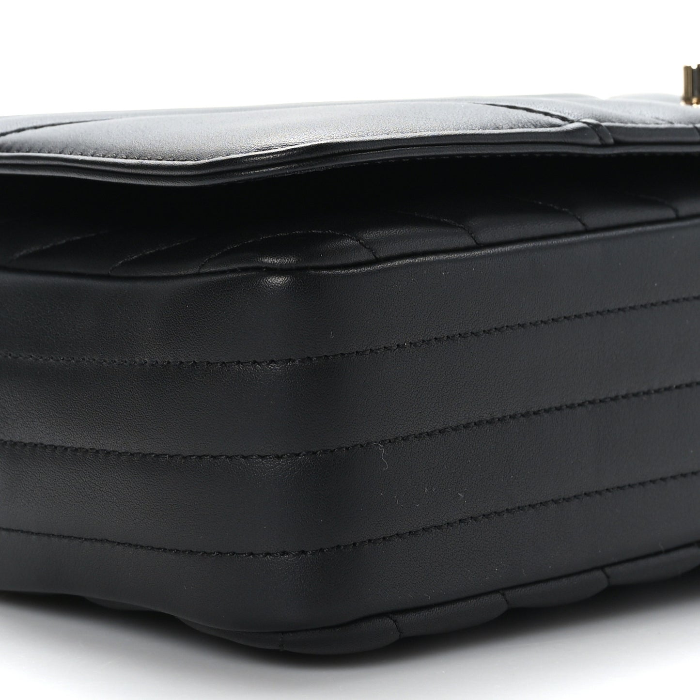 Calfskin Chevron Quilted Large Statement Flap Black