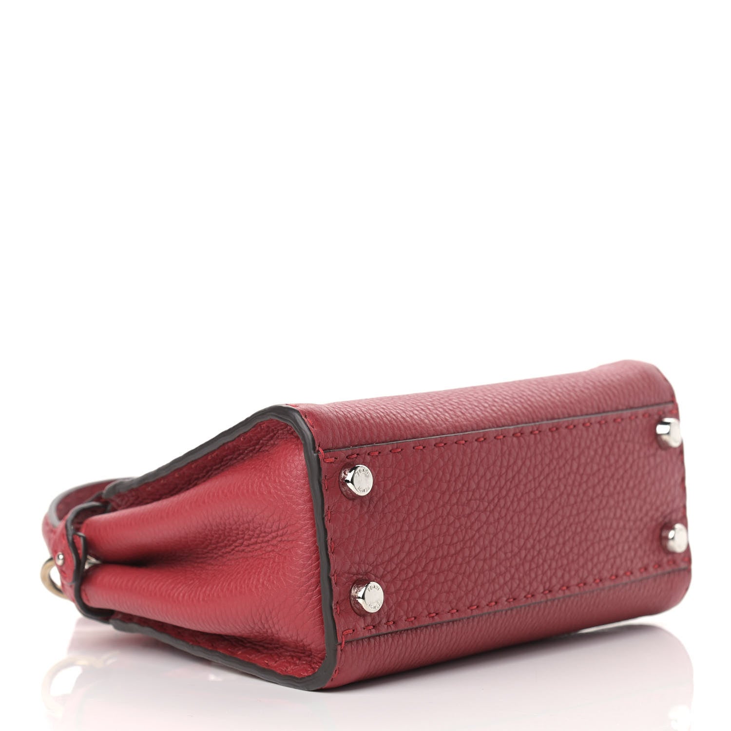 Fendi Cuoio Romano Selleria Bi-Color Mini Peekaboo Iconic Satchel Rosso Camelia 4 of 11