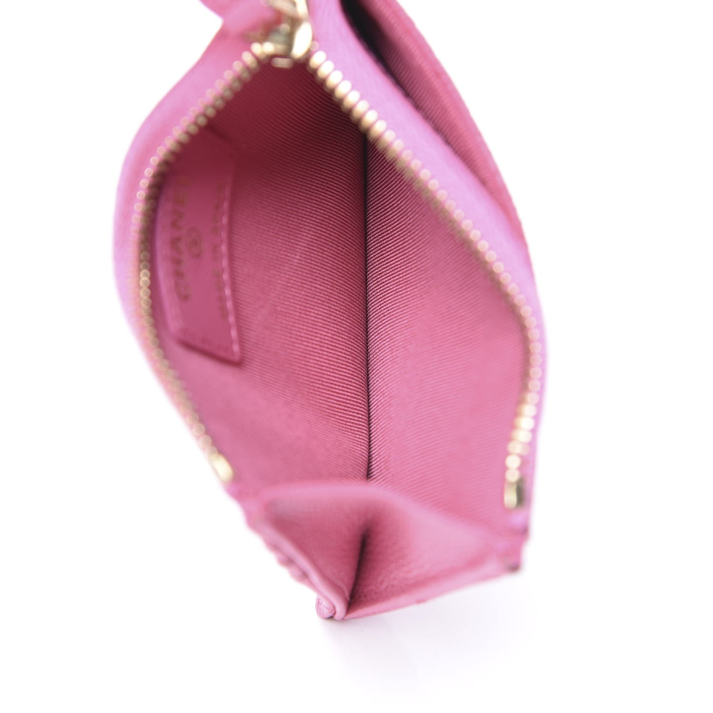 Caviar Quilted CC Zip Card Holder Pink