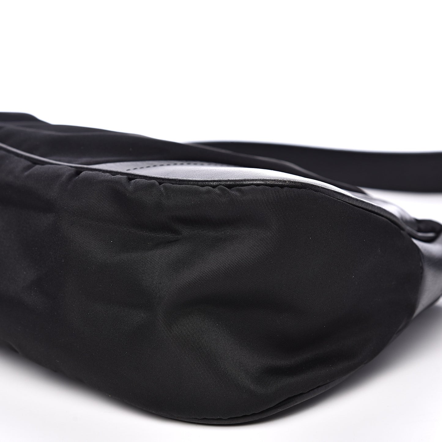Tessuto Nylon Soft Calfskin Shoulder Bag Black