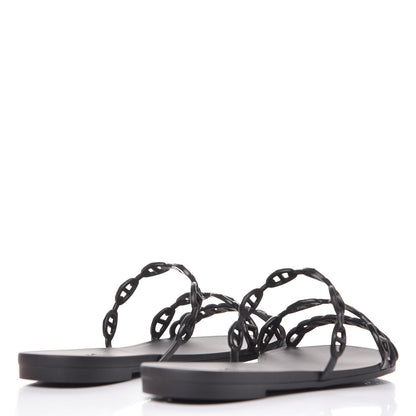 Hermes Rubber Chaine d'Ancre Rivage Sandals 39 Black 4 of 8