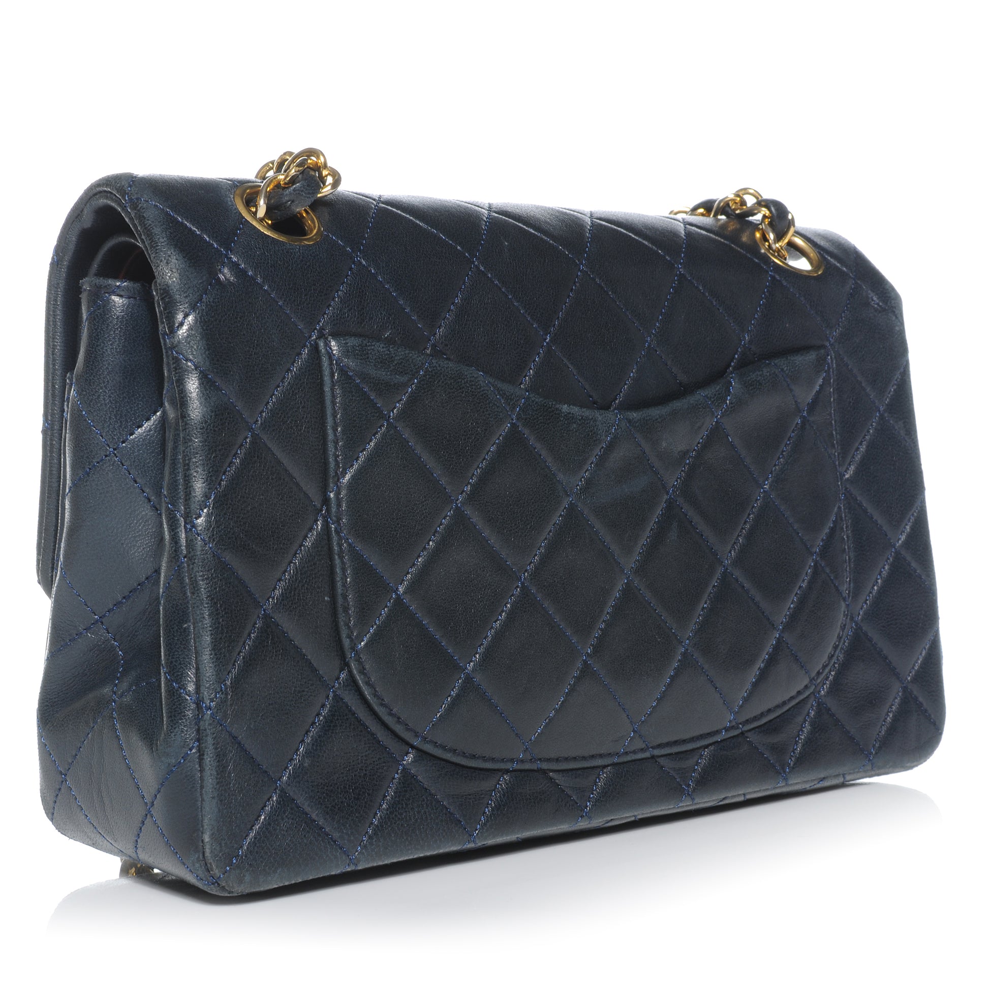 Chanel Lambskin Small Double Flap Navy 3 of 9