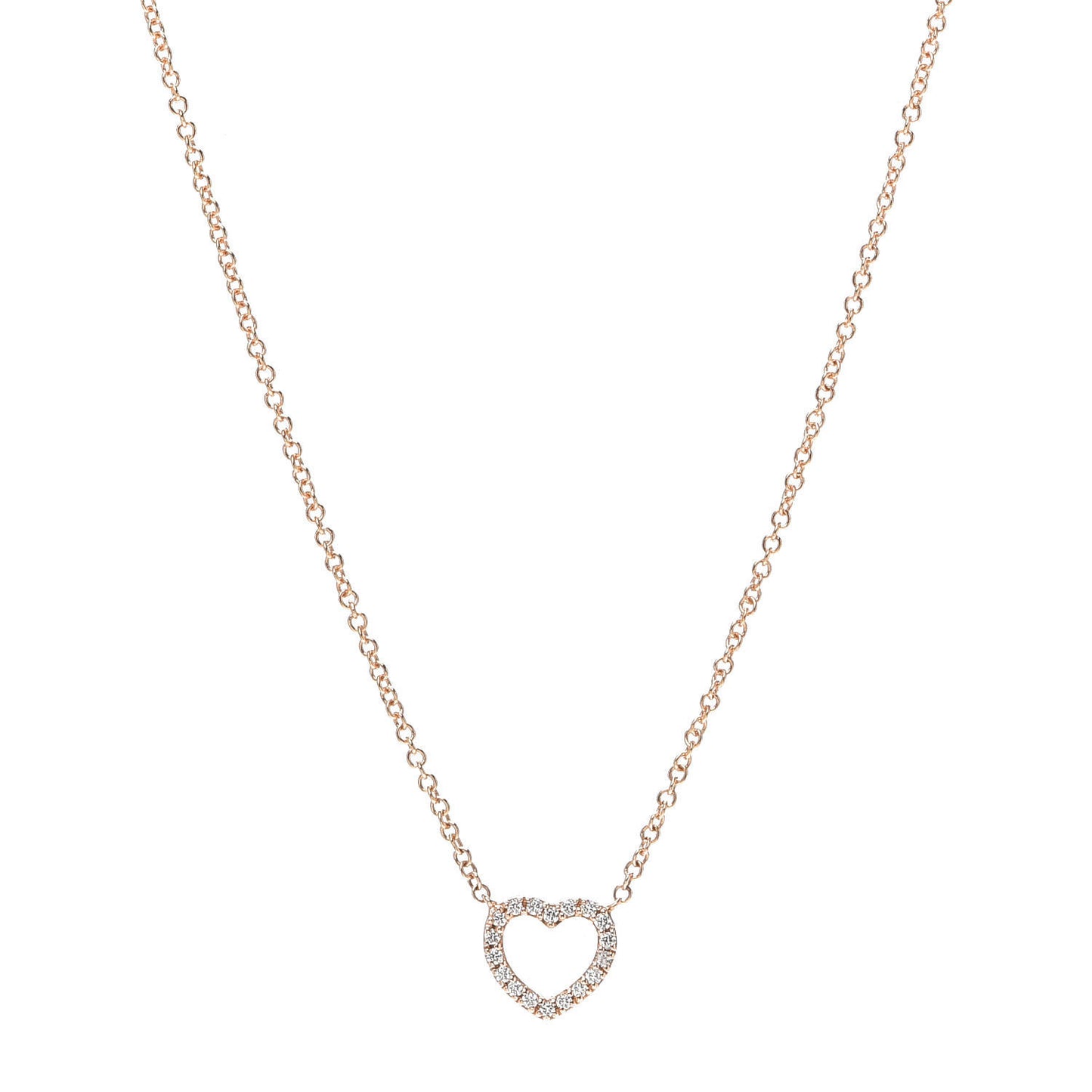 18K Rose Gold Diamond Metro Heart Pendant Necklace