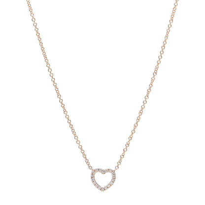 Tiffany 18K Rose Gold Diamond Metro Heart Pendant Necklace 1 of 5