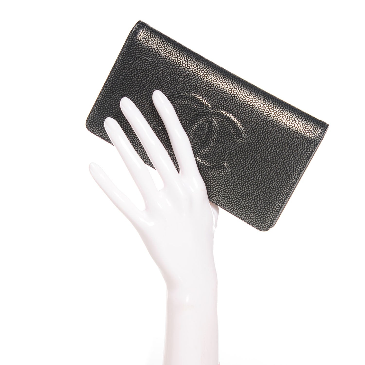 Chanel Caviar Yen Wallet Dark Silver 2 of 9