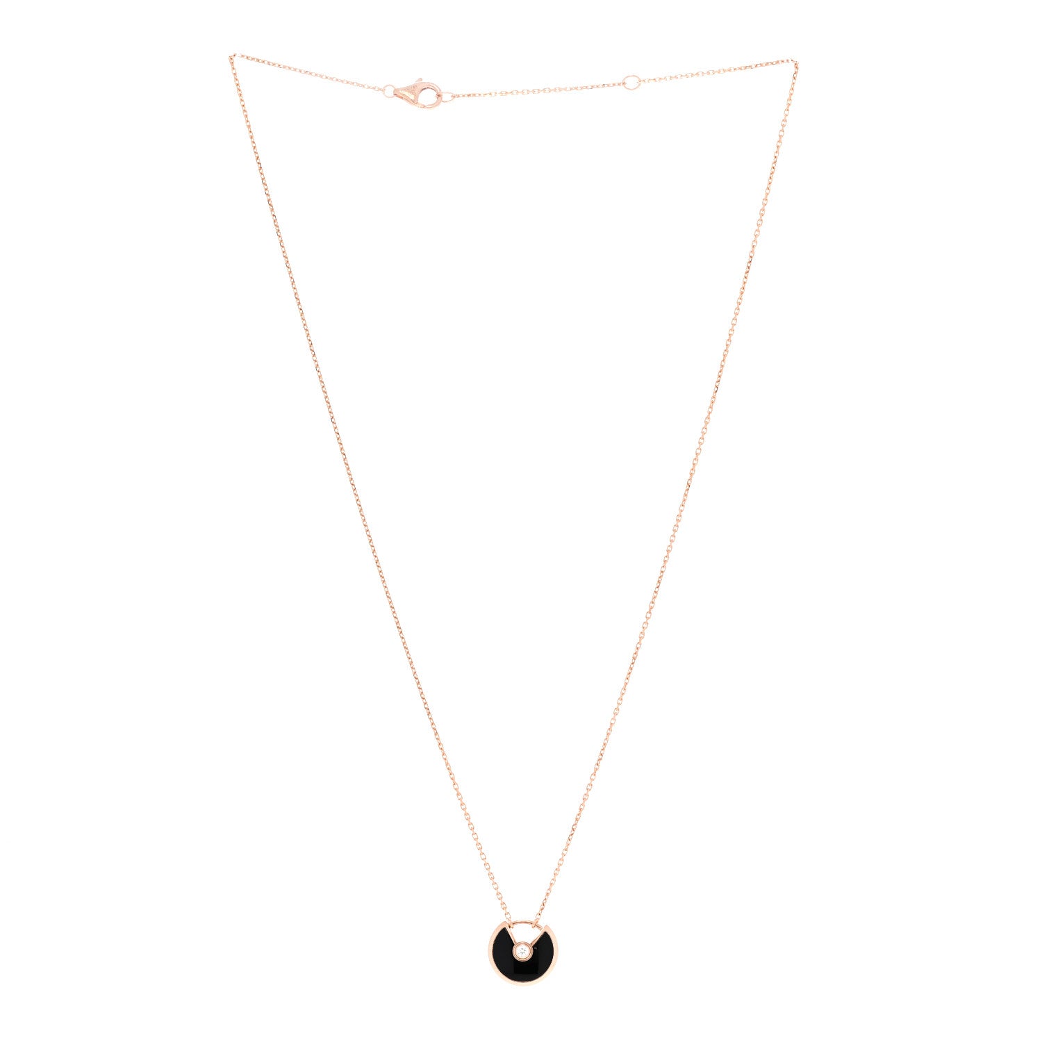 Cartier 18K Pink Gold Diamond Black Onyx XS Amulette de Cartier Pendant Necklace 3 of 5