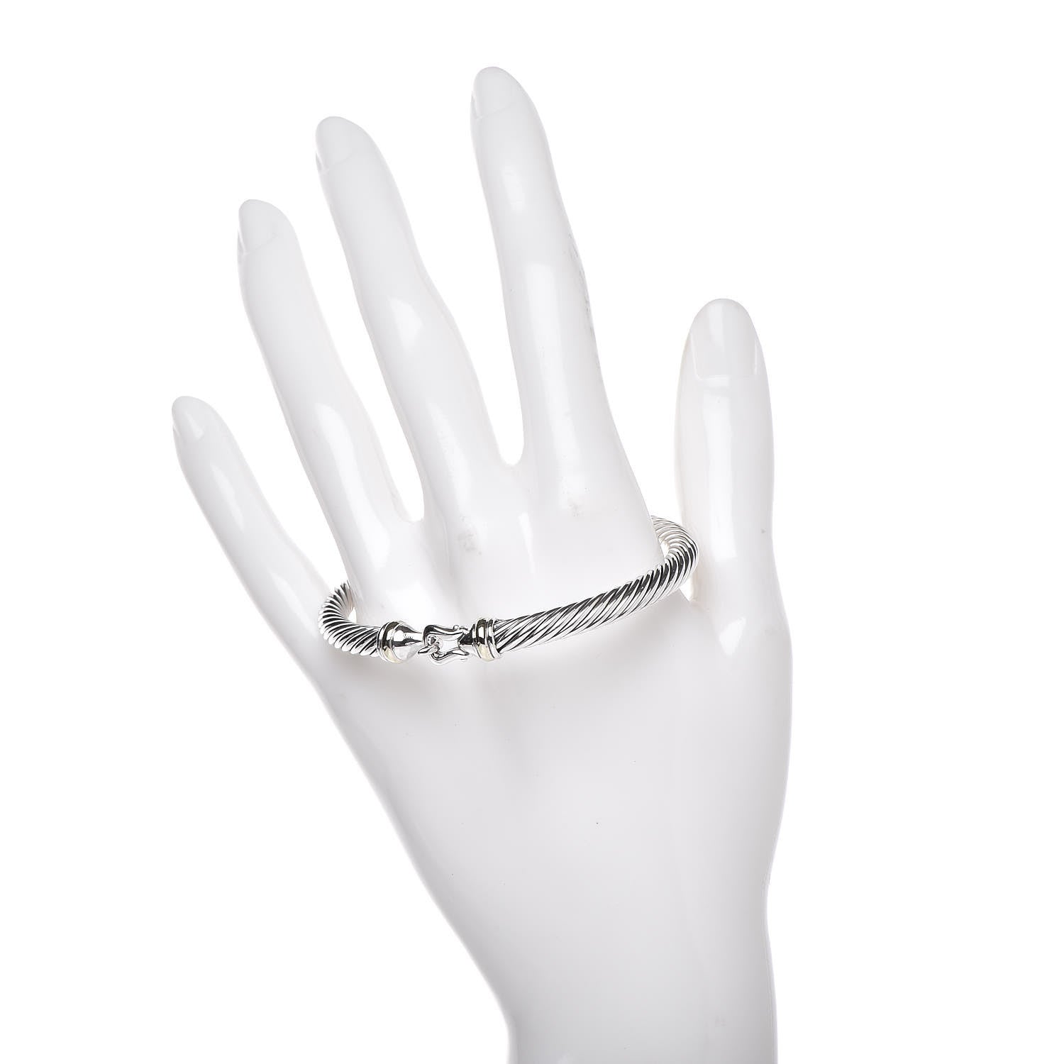 David Yurman Sterling Silver 18K Yellow Gold 5mm Cable Classic Buckle Bracelet 2 of 4