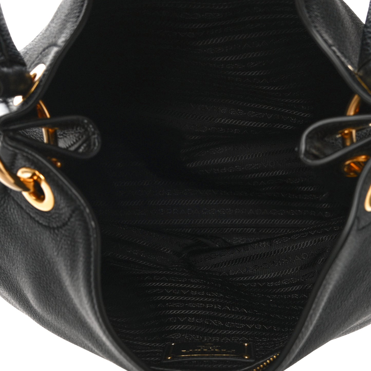 Vitello Phenix Embossed Logo Hobo Black