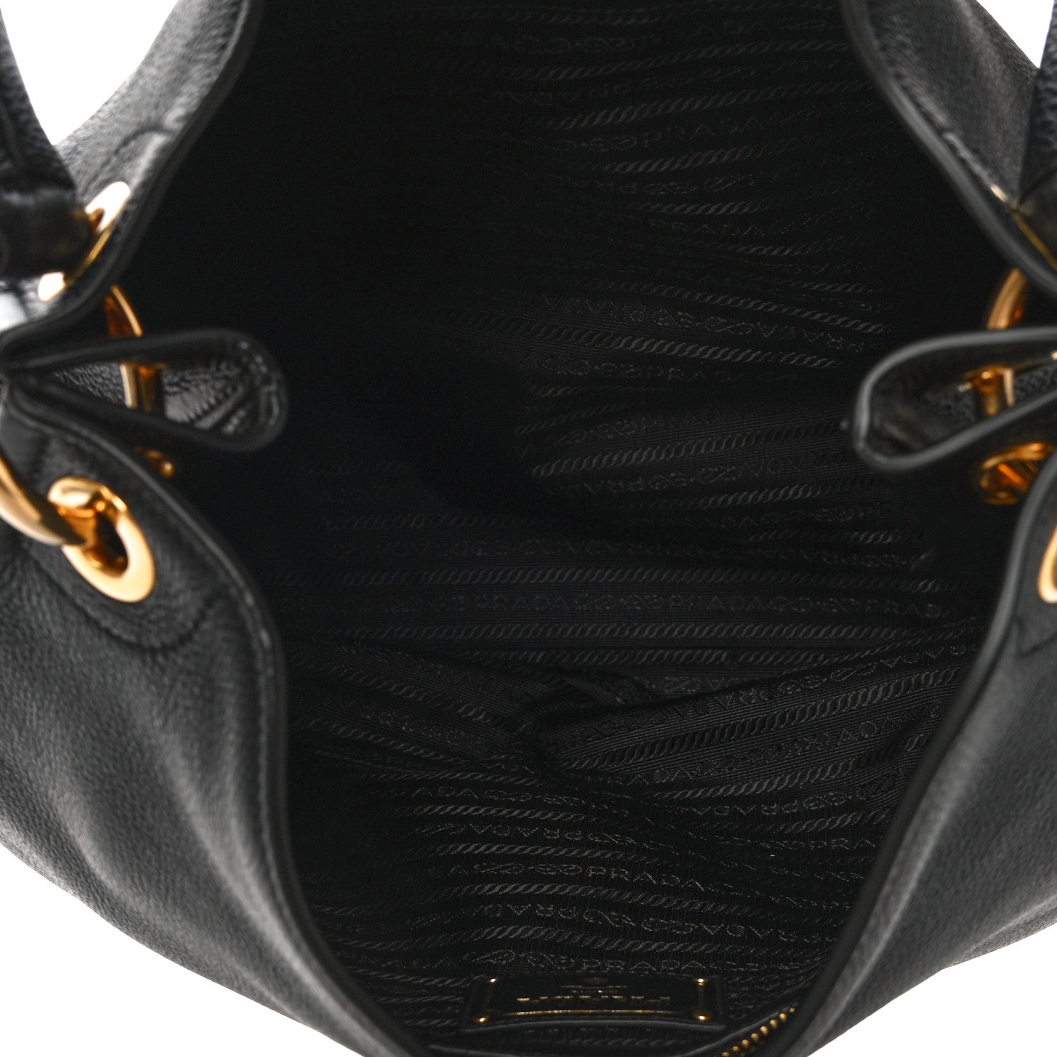 Prada Vitello Phenix Embossed Logo Hobo Black 5 of 9
